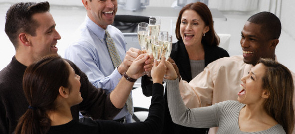 Business Associates Toasting Champagne