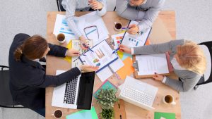 Group Of Multiethnic Busy People Working In An Office